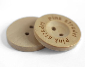 Personalised 1 inch 25mm Custom Wooden Buttons 2 holes 100 pcs