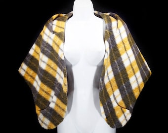 Vintage 60's Yellow & Grey Plaid Shawl
