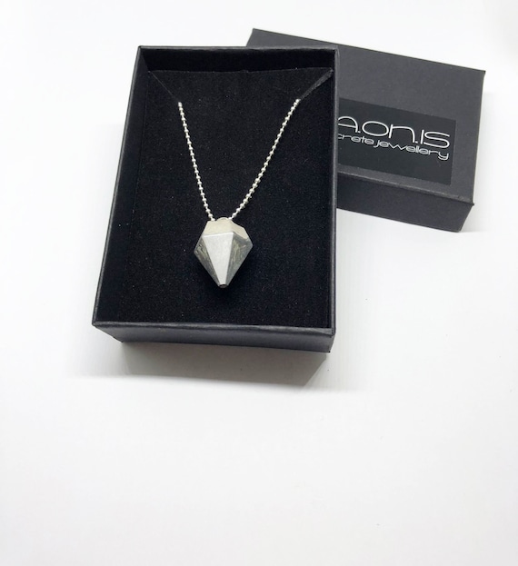 Chain Necklace SILVER CHAIN Concrete Jewelry Minimalist Design Concrete Cone Long Silver Chain