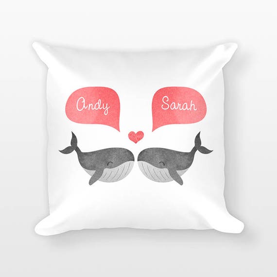 WHALE Pillow, Animal Couple Pillow, Personalized Pillow Decor, Engagement Gift for Couple, Custom Throw Pillow, Decorative Pillow for Couch