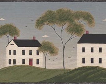 Red Barns Trees AP75676 Wallpaper Border