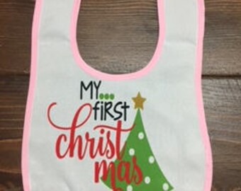 custom baby bib my first christmas personalized