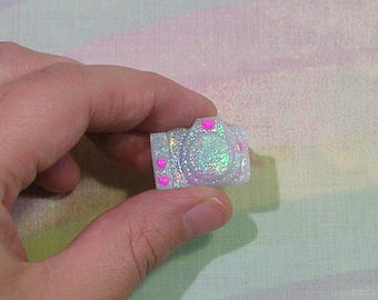 Fairy Kei Ring, Pop Kei Ring, Glitter Ring, Magical Girl Ring, Kawaii Camera Ring, Glitter Ring, Decora Ring