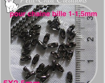 50 CONNECTURS METAL black grey HEMATITE caps 5 x 2, 5mm beads 1 - 1, 5 mm * U9