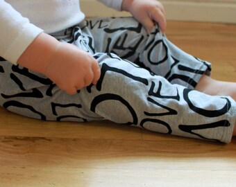 SALE Gray, Grey and Black LOVE Baby Toddler Knit Leggings Pants