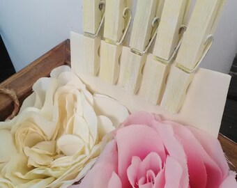 Pale yellow distressed clothespins set of 50