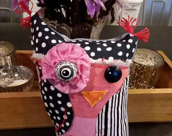 Upcycled OWL pillow or decor tween TEEN ROOM decor woodland