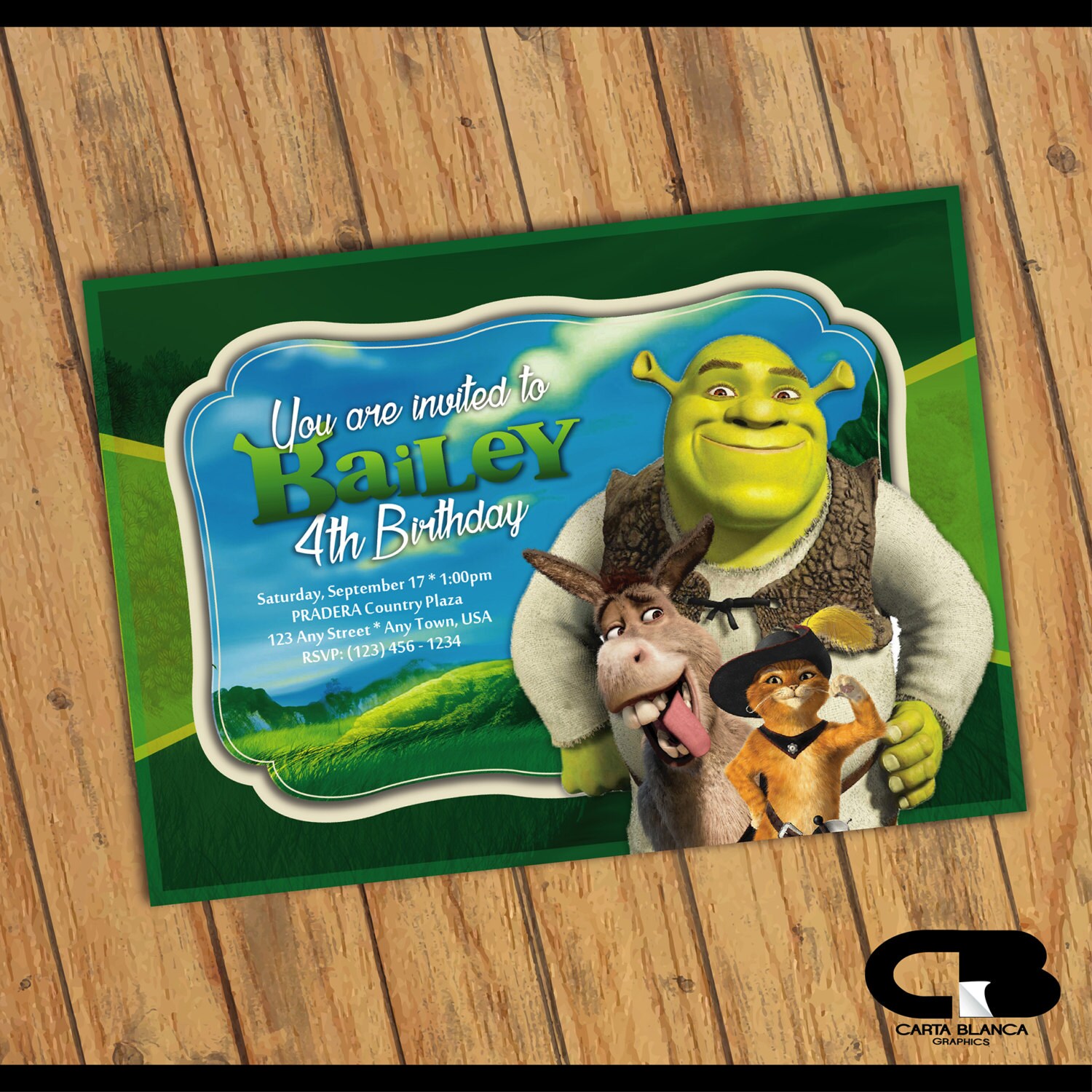 Shrek Invitation Shrek Invite Shrek Birthday Invitation