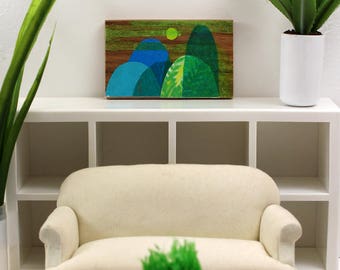 Original Artwork for the Modern Miniature Home - Green Hills in the Fog