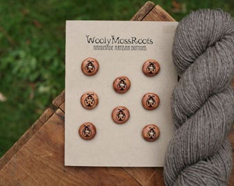 SALE! 8 Wooden Ladybug Buttons- Red Cedar Wood- Wooden Buttons- Eco Craft Supplies, Eco Knitting Supplies, Eco Sewing Supplies