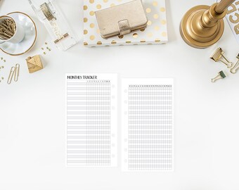 Personal Monthly Habit Tracker - Fitness Goals - Personal Wide - Weekly Habits - Goal Tracker - 31 days - Monthly calendar - Printed Insert