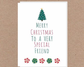 Christmas Greeting Card - Special Friend- Handmade Christmas Cards,Traditional Christmas,Watercolour,Christmas Animals,Christmas Family,