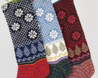 Hand-knit Christmas Stocking, Sky