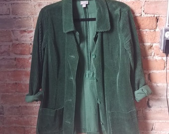 90s Grunge Corduroy Jacket. Forest Green.