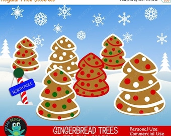 75% OFF SALE Gingerbread Tree Clipart, Commercial Use, Christmas Trees, Digital Clipart, Digital Images - UZ600