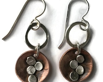 Petite Silver and Copper Earrings