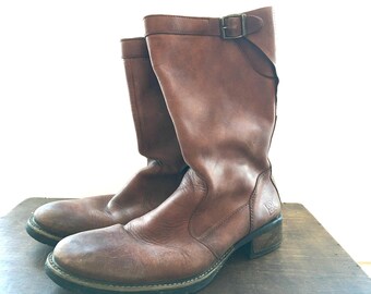 Vintage leather boots Brown leather boots Camel brown genuine leather boots Men boots