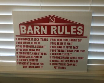 rules sign horseshoe barn 18x24 inch