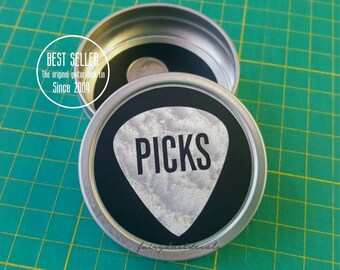READY TO SHIP, Guitar Pick Tin, guitar picks holder, musician gift, guitarist gift, groomsmen gift, pick holder, electric guitar pick tin