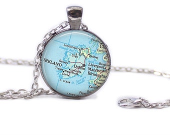 Ireland Map Pendant Map Necklace Map Jewelry