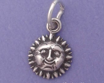SUN FACE Charm .925 Sterling Silver MINIATURE Small - elp604