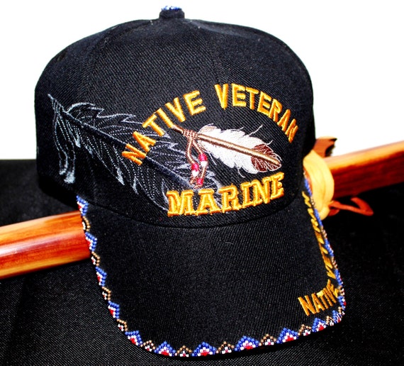 Items similar to Native Veteran Beaded Baseball Cap- Marines on Etsy