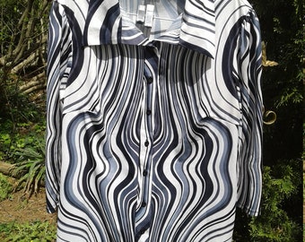 Retro Poly Black & White Women's Blouse 2x