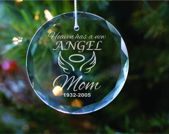 Personalized Glass Crystal Ornament - In Memory of - Christmas Tree Decoration - Xmas Decor - Memorial Gift - Sympathy Gift - Holiday Decor