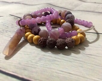 Lavender Crystal Bracelet Stack