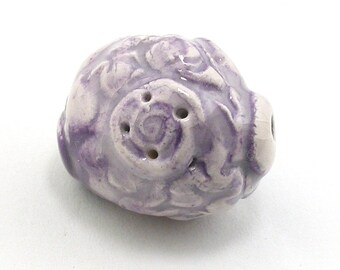 Grape Beads, purple beads, light purple beads, Violet Ceramic Beads, Stoneware Beads, sprig beads textured beads lines on beads nugget beads