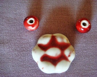 Set of 3 hand made ceramic beads