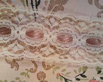 2 Yds Gorgeous Vintage Cream Ecru Victorian Lace Trim Ribbon Yardage 2 1/2 In. | LAST ONES