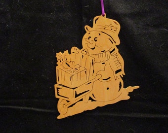 DavesSawdustFactory, snowman ornament, snowman, christmas ornament, christmas, woodworking, scrollsaw, handmade, christmas ornament, gifts