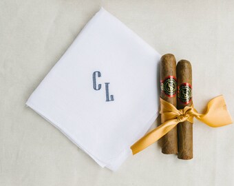 Monogrammed- Men's Corded Irish Linen Handkerchief