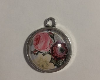 Glass cabochon Flower Motif 20 mm