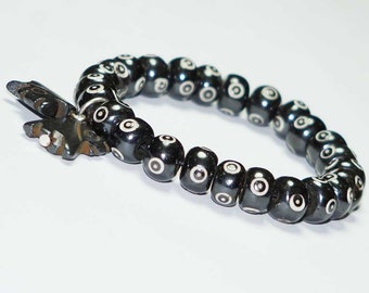 Black Beaded Wrist Bracelet Remove Negativity Elephant Charms Wrist Band