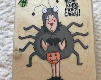 Funny Spider Halloween Rubber Stamp