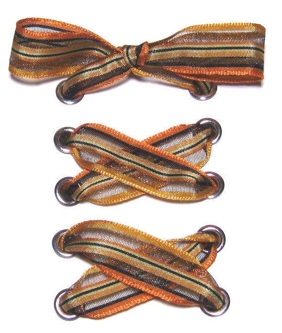 THE SHOELACES SHOP-Orange Black Ribbon Shoelaces Shoe Laces