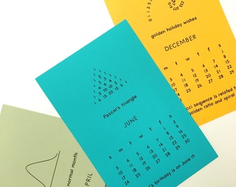 2018 Math Stats Nerd Calendar - Mathematics Statistics Calendar, STEM Calendar, Geek Calendar - Numbers Graphs Pi Infinity Fibonacci Pascal
