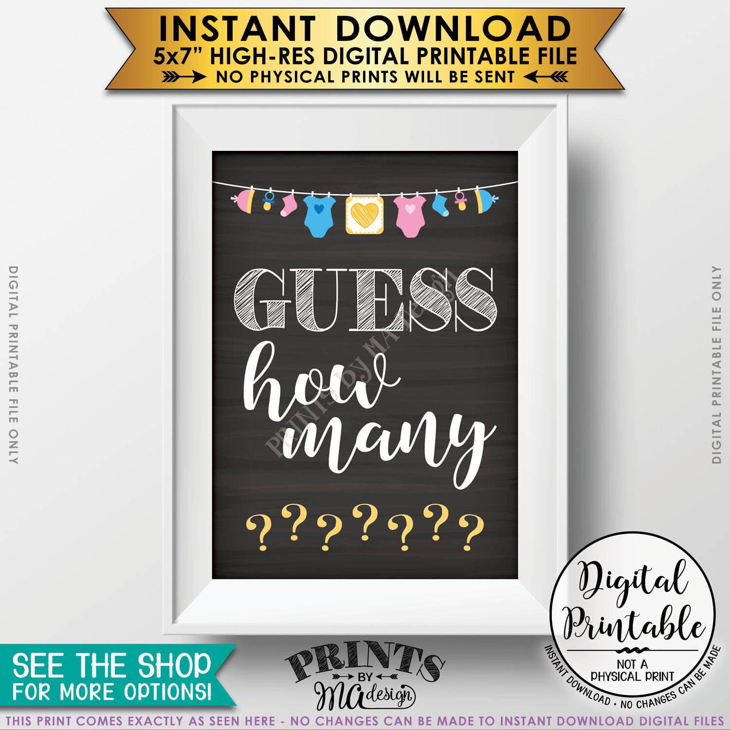 Guess How Many Sign, Guess the Number Baby Shower Game, Guessing Game ...