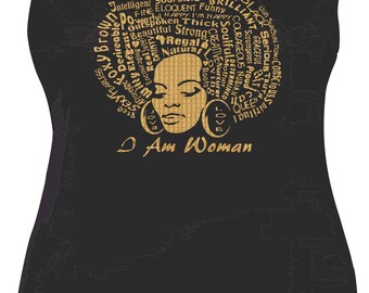 Gold Vinyl I Am Woman Tank
