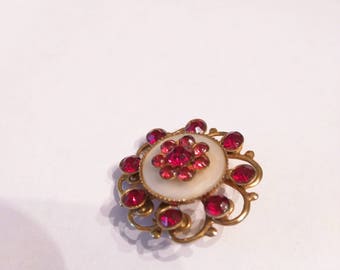 Vintage Red and White Brooch