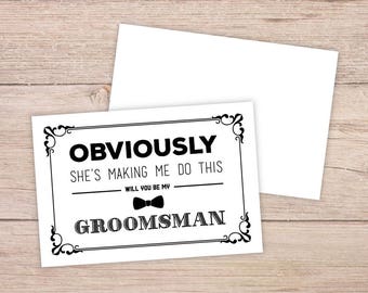Will You Be My Groomsman Card, Will You be My Groomsman, Will You Be My , groomsman Card, obviously