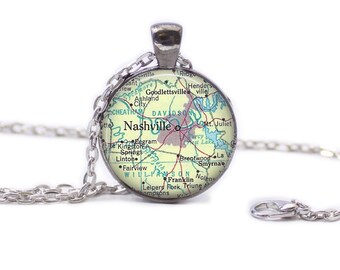 Nashville Map Pendant Map Necklace Map Jewelry