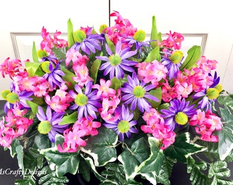 Large Cemetery Flowers, Grave Saddle, Headstone Topper, Funeral Flowers