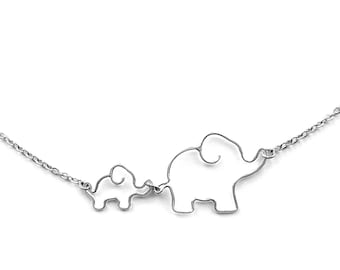 Elephant Necklace, New Mother Gift New Mom Jewelry, Elephant Baby Shower, Mother Necklace Elephant Jewelry, Mom and Baby Elephant Necklace