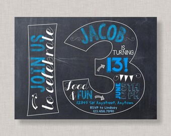 13th birthday party etsy 13th birthday invitations for boys