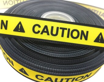7/8 Caution Ribbon, Caution Grosgrain Ribbon, Crime Scene Ribbon