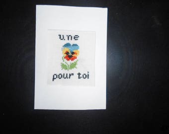 Hand embroidered card on canvas - mind