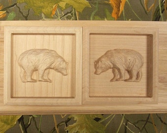 Pair of Bear Corner Blocks, Woodland Rosette Trim Block, Window Trim Block, Door Trim Blocks, Home Improvement Rosette Blocks, Wood Carving